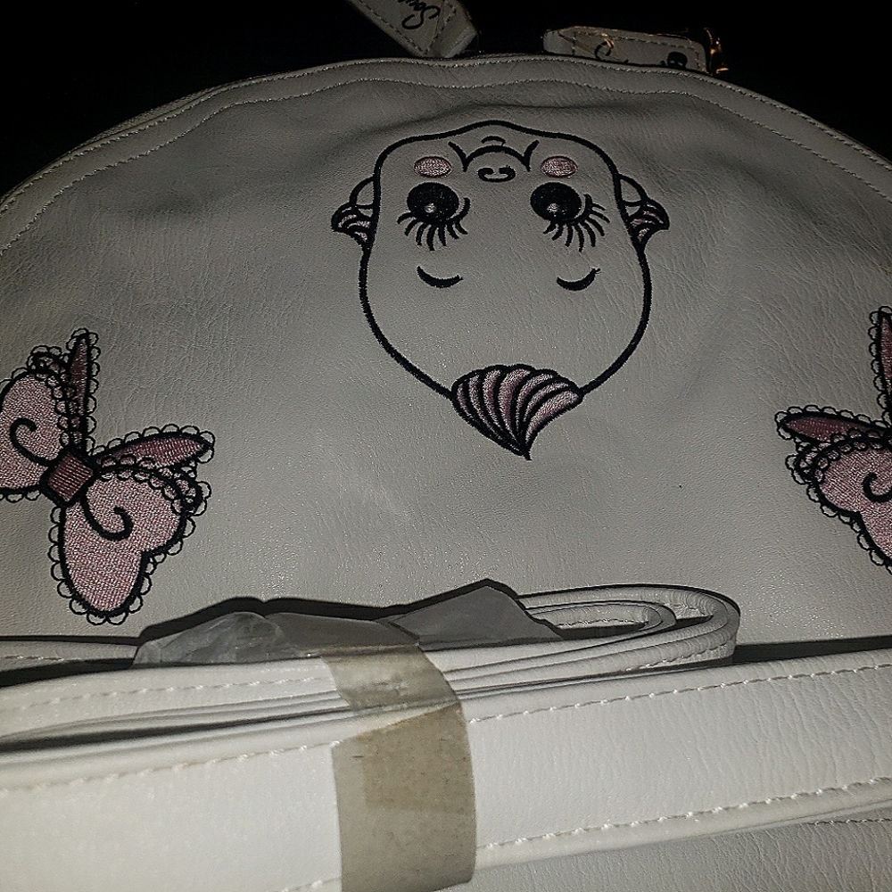 Sourpuss Nomad 1920's Kewpie Doll Baby Pink Bows Hearts Purse Vegan Leather Bag - Picture 12 of 15